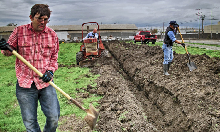 Excavating for fiber experiment