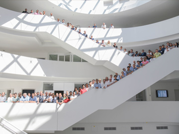 attendees on stairs at MPL