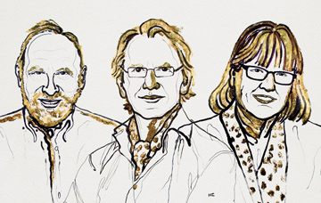 drawing of three laureates