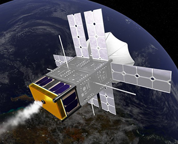 Artist view of CubeSat propelled by ThermaSat system
