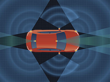 stylized car with sensor beams