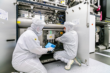 photo of workers in cleanroom