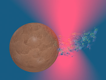microsphere in laser trap, pursued by bubbles