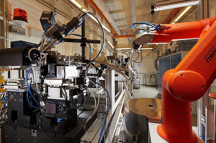 view of beamline with robot arm