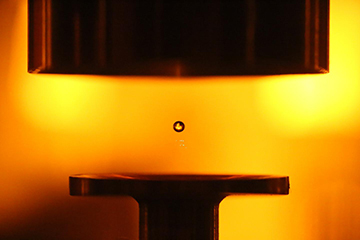acoustically levitated water droplet