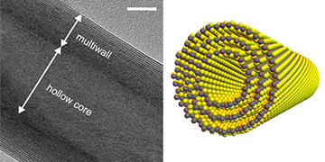 nanotube micrograph and artist rendering