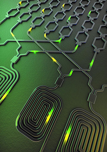 artist conception of waveguides on programmable chip