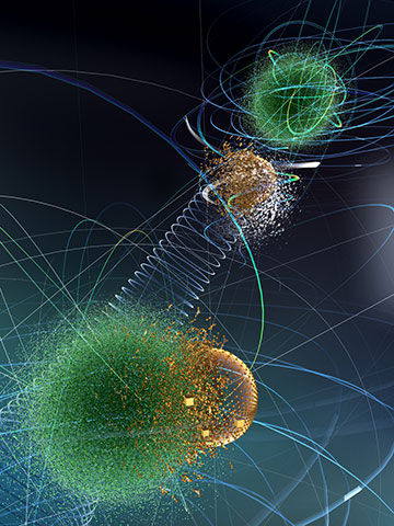 Artist conception of interference with 3-d quantum teleportation
