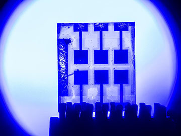 photodetector device in front of blue light