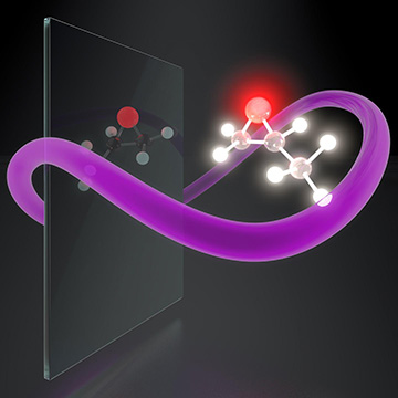 artist sketch of synthetic chiral light-matter interaction