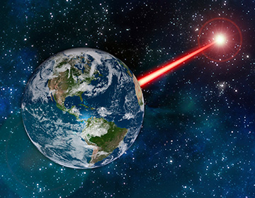 Laser shooting from Earth into space