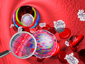 Artist image of nanoparticles, cells, etc.