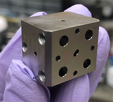 A solid-niobium cube
