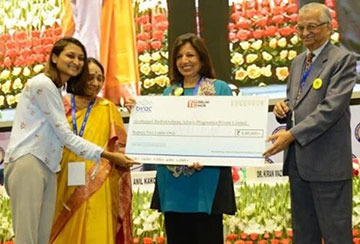 Radhakrishnan, far left, receives the BIRAC BIG grant.