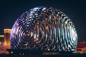 The Sphere's exterior displaying wave interference patterns.